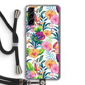 CaseCompany Tropisch 2: Samsung Galaxy S21 Plus Transparant Hoesje met koord