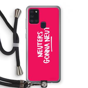 CaseCompany Neuters (roze): Samsung Galaxy A21s Transparant Hoesje met koord