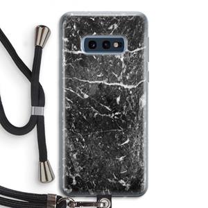 CaseCompany Zwart marmer: Samsung Galaxy S10e Transparant Hoesje met koord
