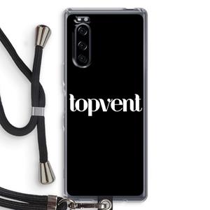 CaseCompany Topvent Zwart: Sony Xperia 5 Transparant Hoesje met koord