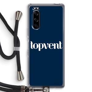 CaseCompany Topvent Navy: Sony Xperia 5 Transparant Hoesje met koord