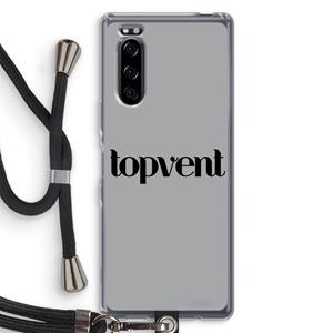 CaseCompany Topvent Grijs Zwart: Sony Xperia 5 Transparant Hoesje met koord