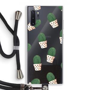 CaseCompany Cactusprint roze: Samsung Galaxy Note 10 Plus Transparant Hoesje met koord