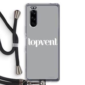 CaseCompany Topvent Grijs Wit: Sony Xperia 5 Transparant Hoesje met koord