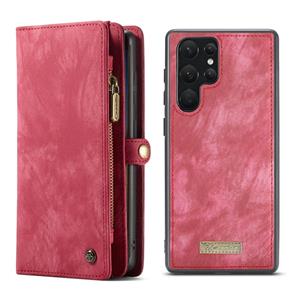 Caseme Vintage 2 in 1 portemonnee hoes - Samsung Galaxy S22 Ultra - Rood