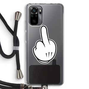 CaseCompany Middle finger white: Xiaomi Redmi Note 10 Pro Transparant Hoesje met koord