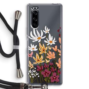 CaseCompany Painted wildflowers: Sony Xperia 5 Transparant Hoesje met koord