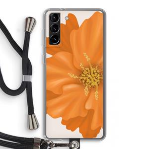 CaseCompany Orange Ellila flower: Samsung Galaxy S21 Plus Transparant Hoesje met koord