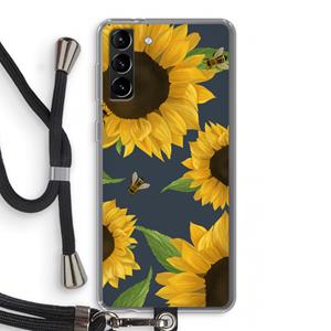 CaseCompany Sunflower and bees: Samsung Galaxy S21 Plus Transparant Hoesje met koord
