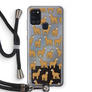 CaseCompany Alpacas: Samsung Galaxy A21s Transparant Hoesje met koord
