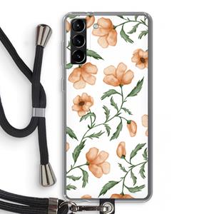 CaseCompany Peachy flowers: Samsung Galaxy S21 Plus Transparant Hoesje met koord