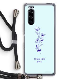 CaseCompany Bloom with grace: Sony Xperia 5 Transparant Hoesje met koord