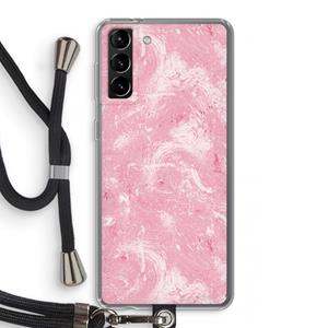 CaseCompany Abstract Painting Pink: Samsung Galaxy S21 Plus Transparant Hoesje met koord