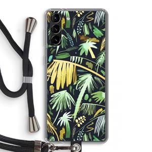CaseCompany Tropical Palms Dark: Samsung Galaxy S21 Plus Transparant Hoesje met koord