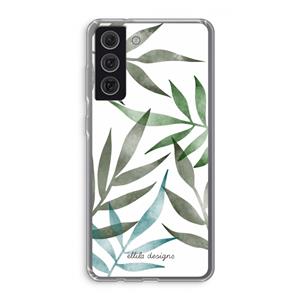 CaseCompany Tropical watercolor leaves: Samsung Galaxy S21 FE Transparant Hoesje