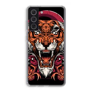 CaseCompany Tiger and Rattlesnakes: Samsung Galaxy S21 FE Transparant Hoesje