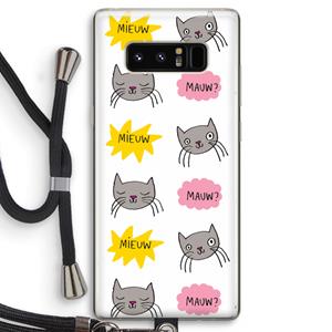 CaseCompany Meow: Samsung Galaxy Note 8 Transparant Hoesje met koord