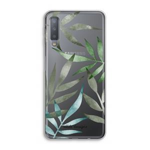 CaseCompany Tropical watercolor leaves: Samsung Galaxy A7 (2018) Transparant Hoesje