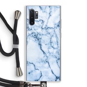CaseCompany Blauw marmer: Samsung Galaxy Note 10 Plus Transparant Hoesje met koord