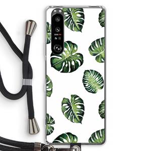 CaseCompany Tropische bladeren: Sony Xperia 1 III Transparant Hoesje met koord