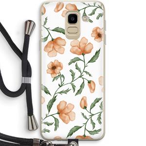 CaseCompany Peachy flowers: Samsung Galaxy J6 (2018) Transparant Hoesje met koord