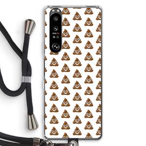 CaseCompany Poop emoji: Sony Xperia 1 III Transparant Hoesje met koord