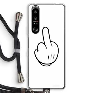 CaseCompany Middle finger white: Sony Xperia 1 III Transparant Hoesje met koord