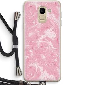 CaseCompany Abstract Painting Pink: Samsung Galaxy J6 (2018) Transparant Hoesje met koord