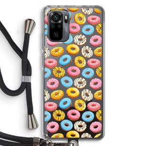 CaseCompany Pink donuts: Xiaomi Redmi Note 10 Pro Transparant Hoesje met koord