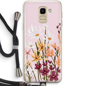 CaseCompany Painted wildflowers: Samsung Galaxy J6 (2018) Transparant Hoesje met koord