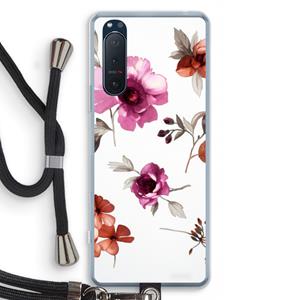 CaseCompany Geschilderde bloemen: Sony Xperia 5 II Transparant Hoesje met koord