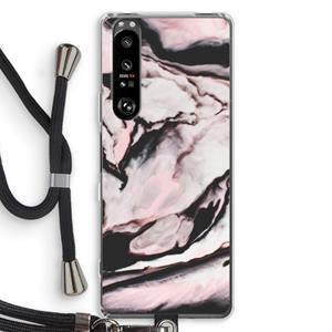 CaseCompany Roze stroom: Sony Xperia 1 III Transparant Hoesje met koord