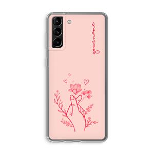CaseCompany Giving Flowers: Samsung Galaxy S21 Plus Transparant Hoesje