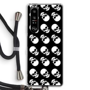 CaseCompany Musketon Skulls: Sony Xperia 1 III Transparant Hoesje met koord