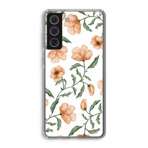 CaseCompany Peachy flowers: Samsung Galaxy S21 FE Transparant Hoesje