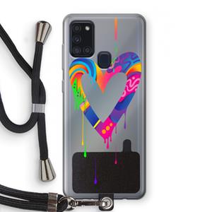 CaseCompany Melts My Heart: Samsung Galaxy A21s Transparant Hoesje met koord