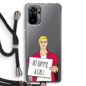 CaseCompany Gimme a call: Xiaomi Redmi Note 10 Pro Transparant Hoesje met koord