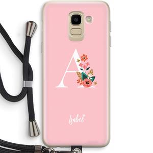 CaseCompany Pink Bouquet: Samsung Galaxy J6 (2018) Transparant Hoesje met koord