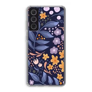 CaseCompany Flowers with blue leaves: Samsung Galaxy S21 FE Transparant Hoesje