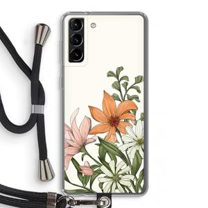CaseCompany Floral bouquet: Samsung Galaxy S21 Plus Transparant Hoesje met koord