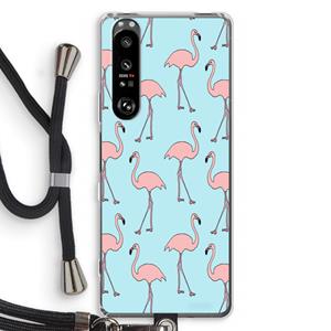 CaseCompany Anything Flamingoes: Sony Xperia 1 III Transparant Hoesje met koord