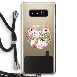 CaseCompany GRL PWR Flower: Samsung Galaxy Note 8 Transparant Hoesje met koord