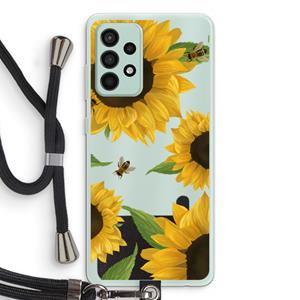 CaseCompany Sunflower and bees: Samsung Galaxy A52s 5G Transparant Hoesje met koord