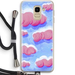 CaseCompany Roze wolken met vogels: Samsung Galaxy J6 (2018) Transparant Hoesje met koord