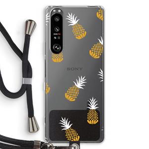 CaseCompany Ananasjes: Sony Xperia 1 III Transparant Hoesje met koord