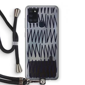 CaseCompany Marrakech Zigzag: Samsung Galaxy A21s Transparant Hoesje met koord