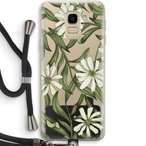 CaseCompany Wit bloemenpatroon: Samsung Galaxy J6 (2018) Transparant Hoesje met koord