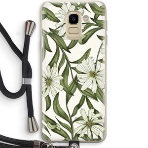 CaseCompany Wit bloemenpatroon: Samsung Galaxy J6 (2018) Transparant Hoesje met koord