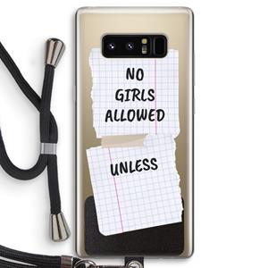 CaseCompany No Girls Allowed Unless: Samsung Galaxy Note 8 Transparant Hoesje met koord