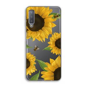 CaseCompany Sunflower and bees: Samsung Galaxy A7 (2018) Transparant Hoesje